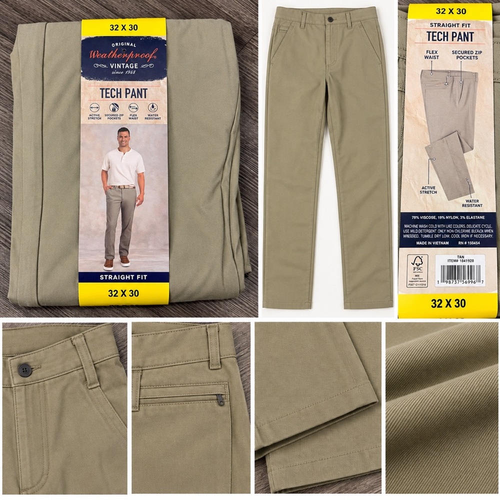 Weatherproof Men’s Tech Pants - Light Tan
